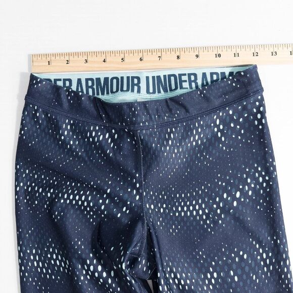 Under Armour HeatGear Cropped Leggings Womens Medium Compression Blue Athletic - Picture 4 of 15